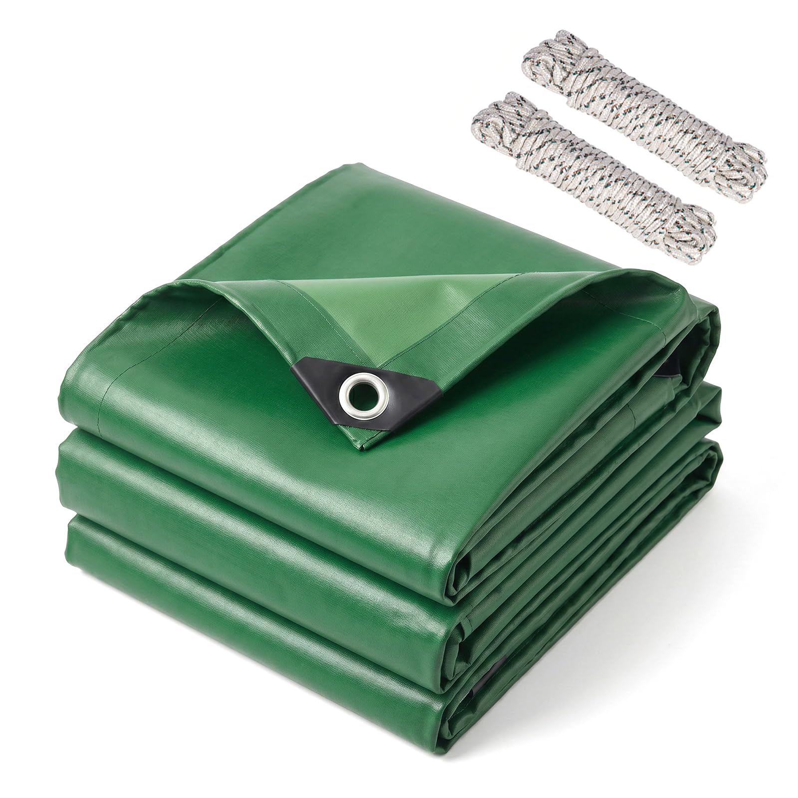 ele ELEOPTION 420g/m² Bâche PVC Lourde Vert, Toile Imperméable Résistante à la Déchirure, Résiste au Gel & Intempéries avec Œillets Renforcés, pour Jardin, Toit, Remorque, Bateau & Cure Béton(2 * 3m)