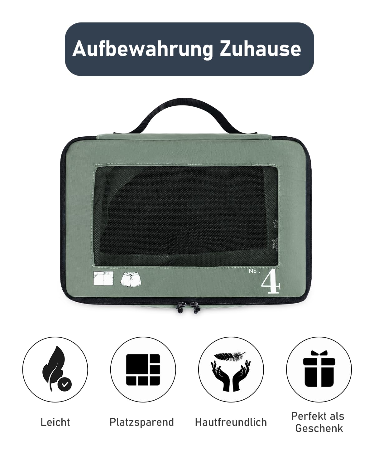 ECOHUB Packwürfel für Koffer, 7 Stück, Reise-Organizer, Packtaschen, recyceltes PET, umweltfreundlich, Reisezubehör, Schuhtaschen für Reisen, Aufbewahrungstasche, Gepäck-Organizer, Reisetasche(Grün)