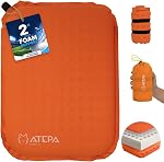 ATEPA Coussin de siège gonflable, mousse autogonflante légère Air Coussin pour Airplane Voyage Stade Escalade Randonnée Backpacking