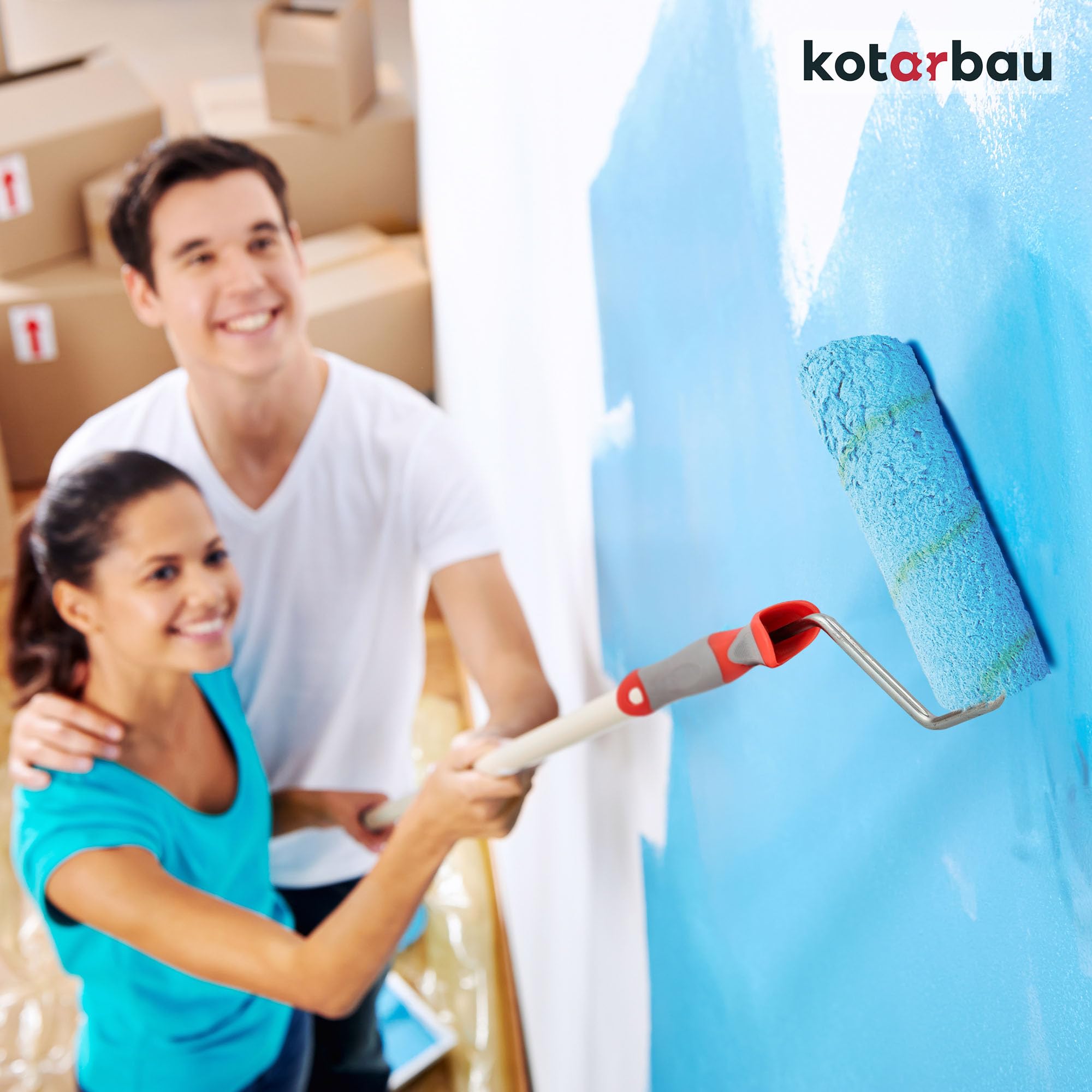 KOTARBAU® Lot de 10 rouleaux de peinture - Avec manche en caoutchouc - Pour travaux de peinture et de rénovation - 100 mm