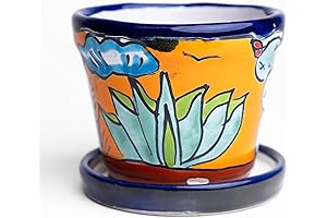 Mexican Talavera 4 Inch Rancherito Clay Ceramic Pot Planter