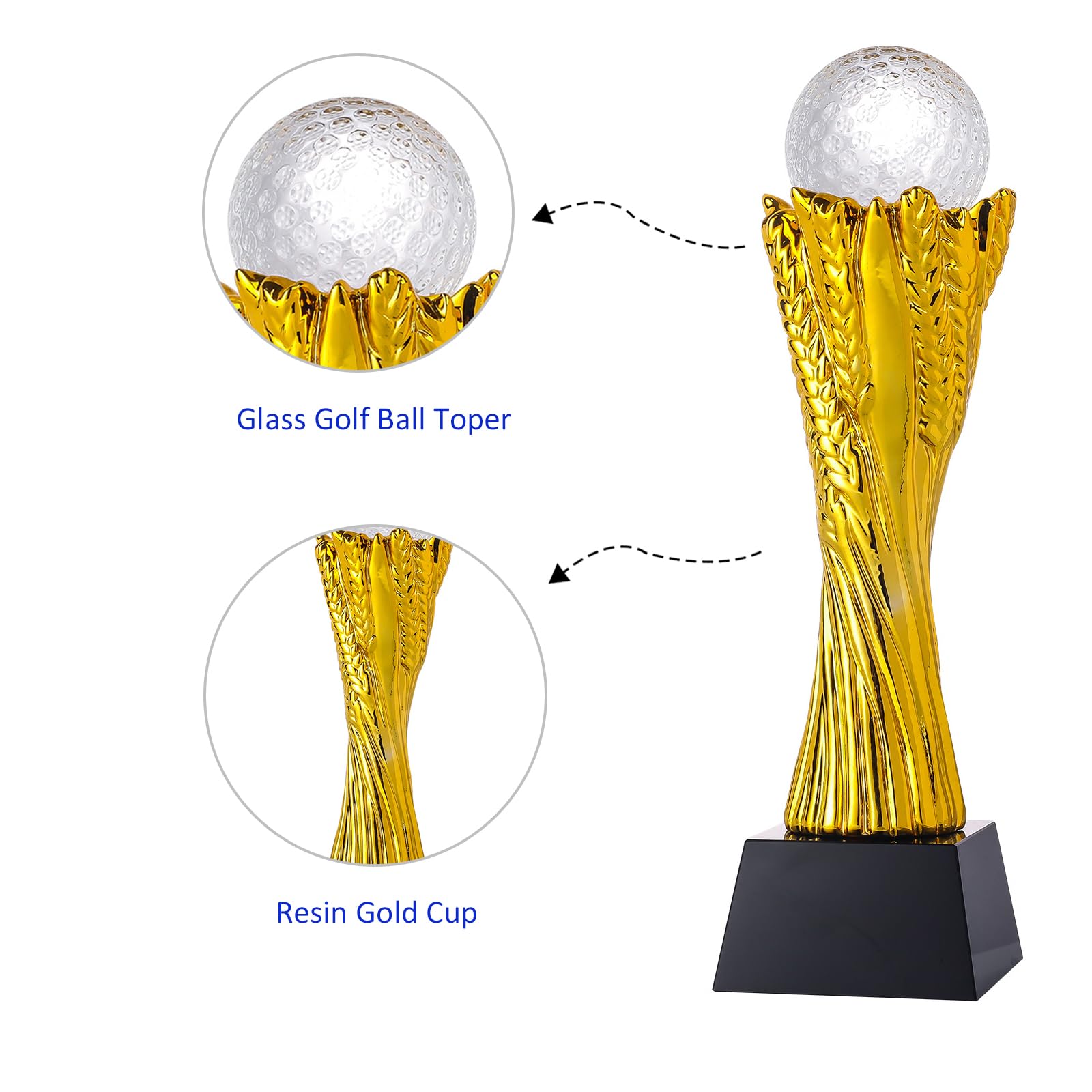 LONGWIN Trofeo de golf de cristal, divertidos trofeos de golf para torneos, competiciones deportivas, fiestas, centros de mesa de golf