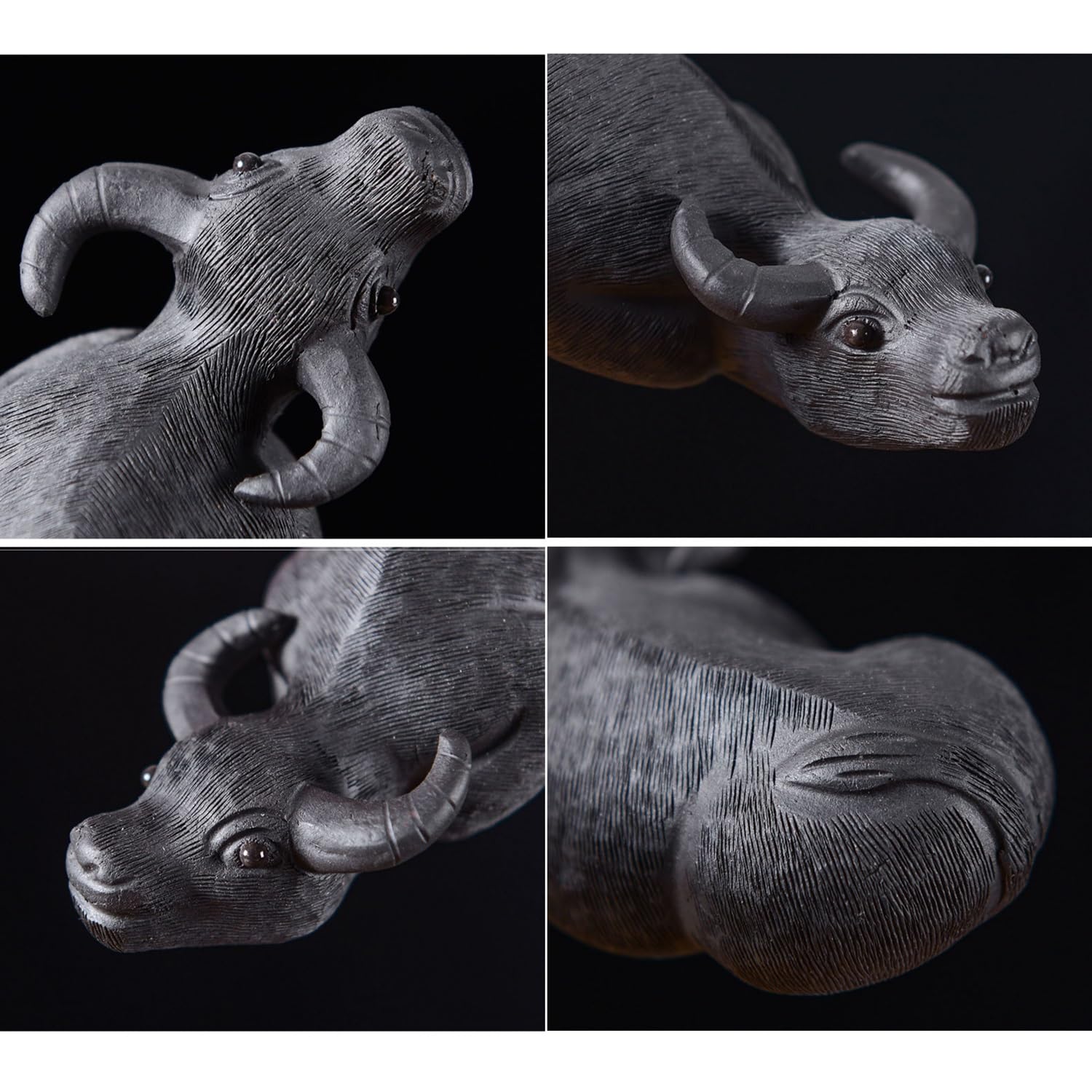 figurki zwierzątek， Zabawna figurka Buffalo Purple Clay Tea Pet Cattle Ornament, zestaw do herbaty, akcesoria do dekoracji stołu(A)