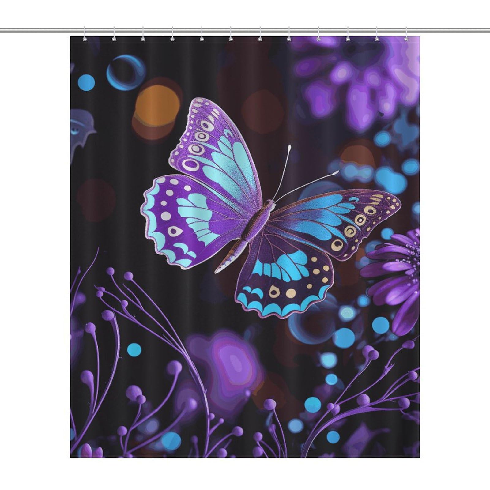 Rideau de douche imperméable violet 152x183 cm avec œillets métalliques antirouille pour la maison
