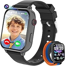 4G Smart Watch for Children, Phone Smartwatch for Girls Boys with GPS, Calls, WiFi, SOS, Video/Voice Cat, Classroom Mode, Alarm, Smart Watch for Children Gift 4 to 12 Years, Black