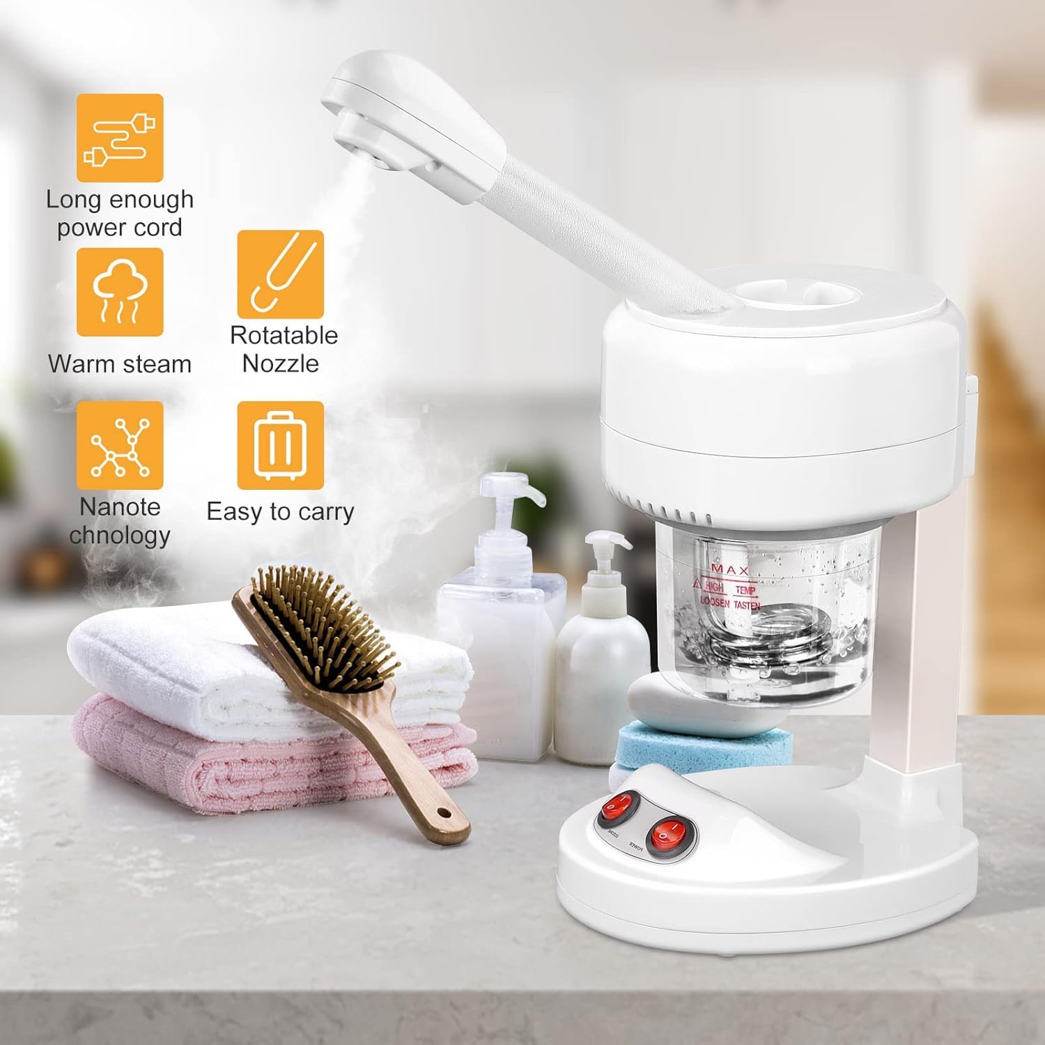 Nawilżający Parownik Do Twarzy, Nawilżający Spray, Nawilżający Parownik Do Twarzy, Obrotowy 360°, Dogłębne Oczyszczanie Twarzy. Osobiste Spa Do Pielęgnacji Skóry Twarzy