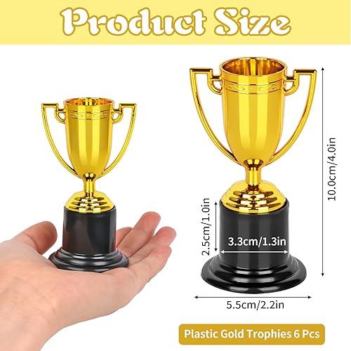 Miniatura 2 de WINKIO Mini trofeos, premio trofeo de oro, trofeos de plástico para niños, copas de trofeo de 4 pulgadas, trofeos de premio para recuerdos de
