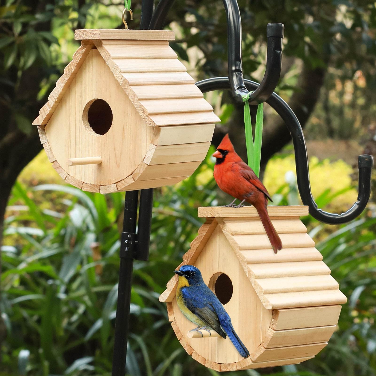 Vogelhaus Holz Vogelhaus 2er Set, Hängende Vogelhäuser für Draußen, Bluebird, Finken, Kardinäle Haus