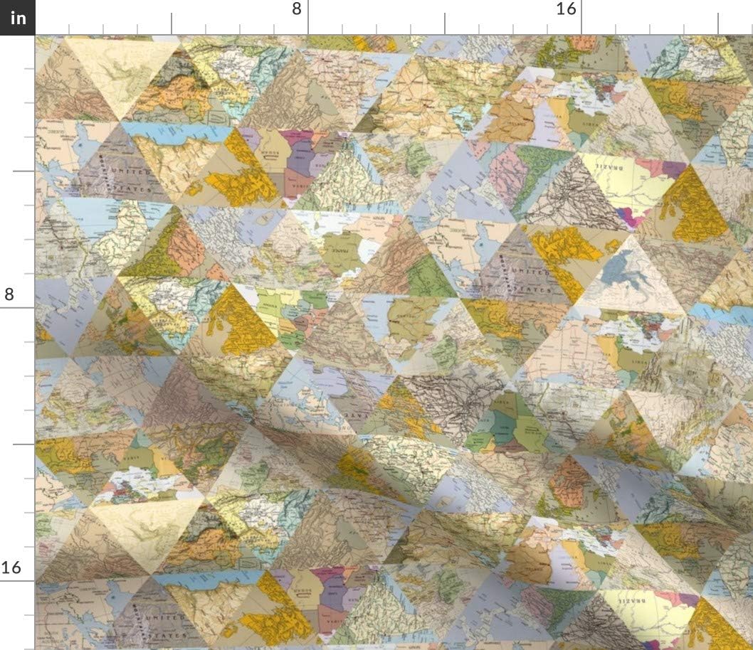 Spoonflower Fabric - World Map Old America Printed on Petal Signature Cotton Fabric by The Yard - Sewing Quilting Apparel Crafts Decor