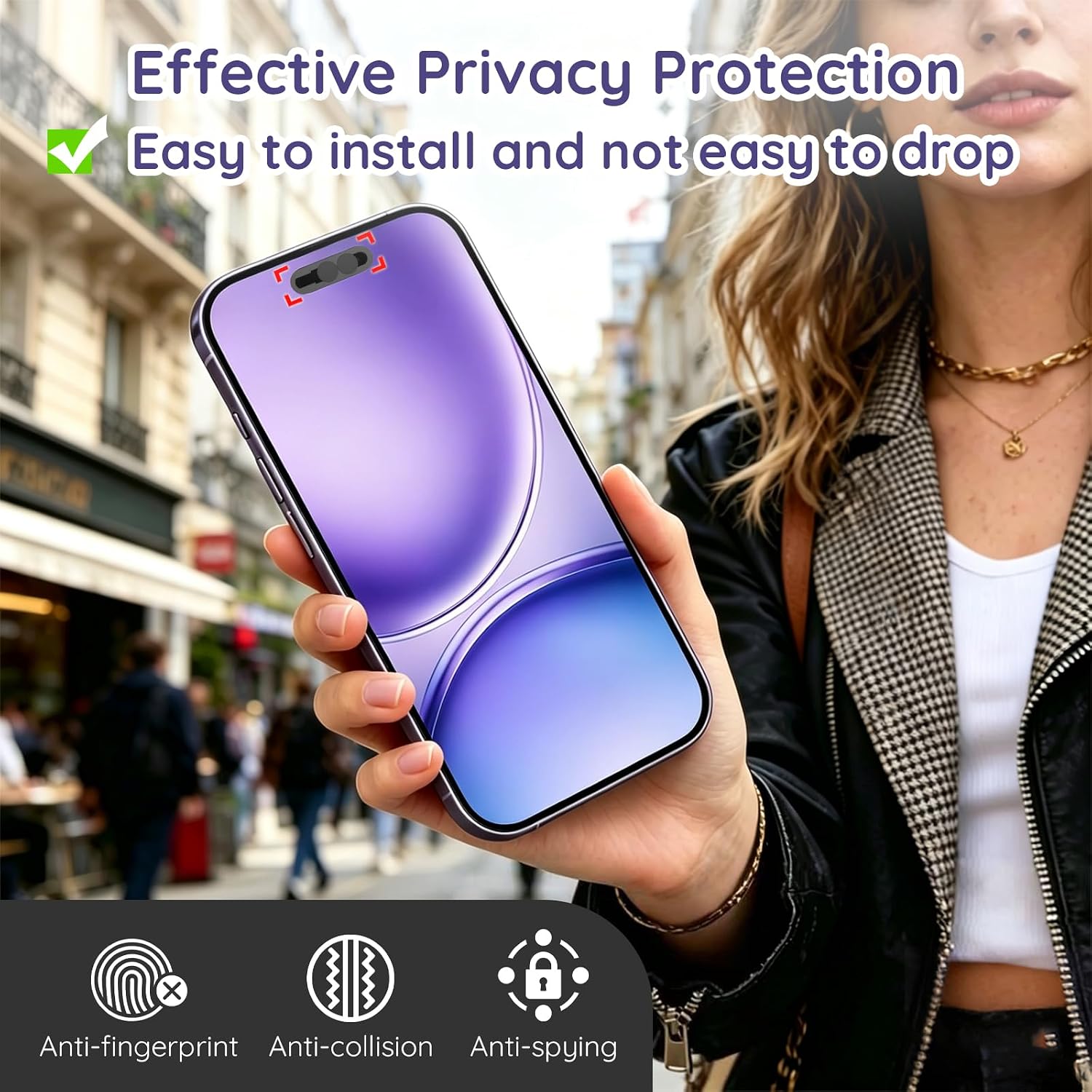 Front Camera Cover Compatible for 16 Pro Max/16 Pro /16Plus/16/15/15Plus/15 Pro/15 Pro Max/14 Pro/14 Pro Max,On/Off Face ID Camera Cover | Camera Blocker for Privacy and Safety | 2Pack Black