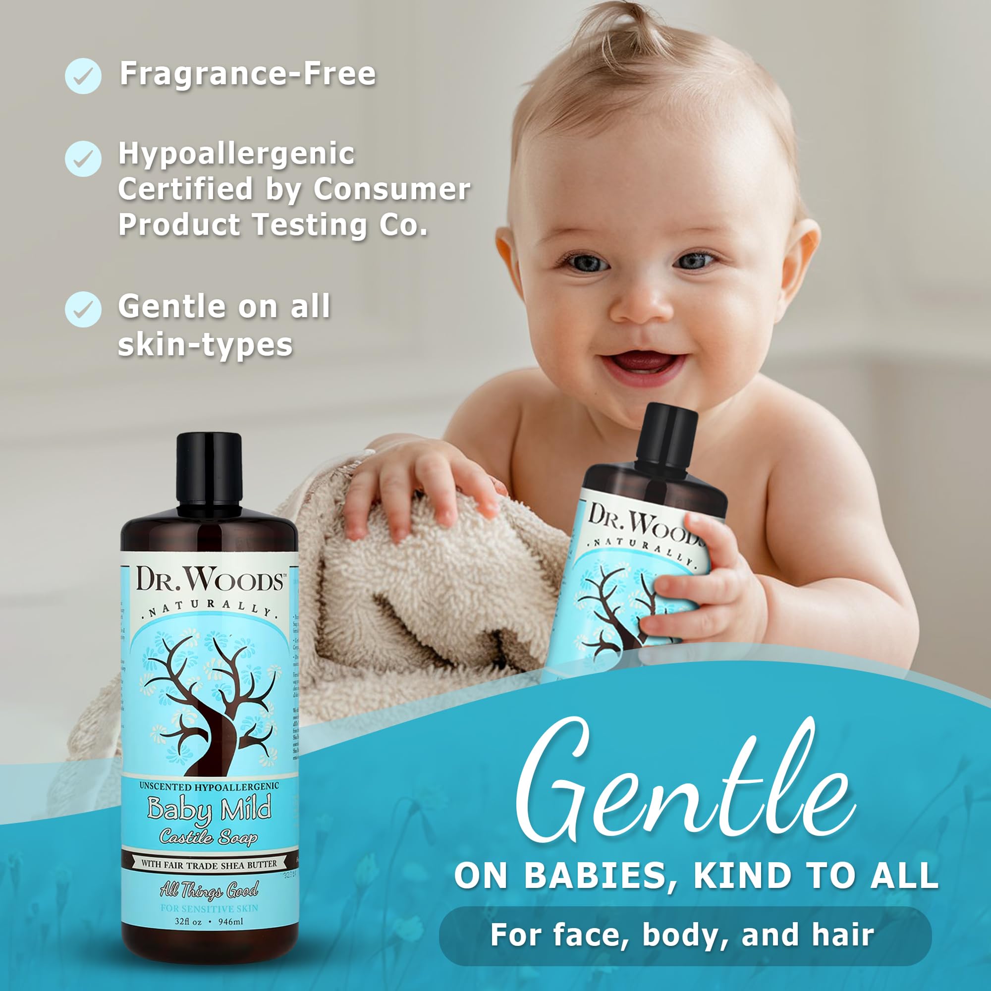 Amazon.com: Dr. Woods Unscented Baby Mild Liquid Castile Soap - 32