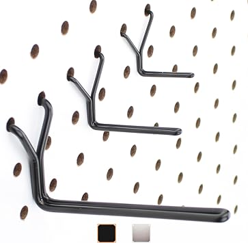 Steel Pegboard Hooks 60-Pack 1" + 2 + 4" L Hook, Black - Will Not Fall Out, Fits Any Peg Board - Organize Tools, Accessories, Garage Storage, Kitchen, Crafts, Jewelry, Retail