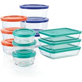 Pyrex Freshlock 10-Pack Mixed Sized Airtight Glass Food Storage Container Set, Non Toxic, BPA-Free Leakproof Locking Lids