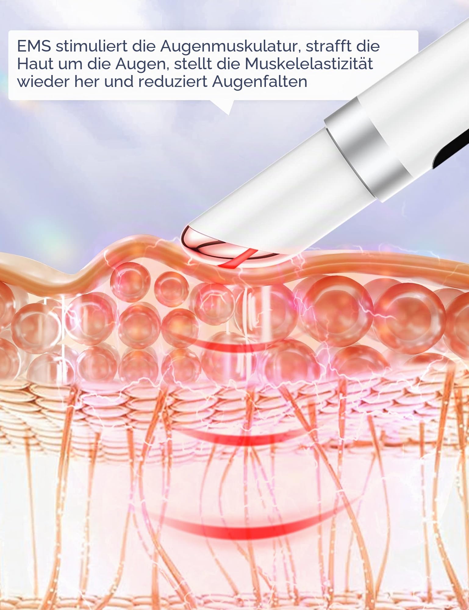 ANLAN Augenmassagegerät 38-45℃ EMS Gesichtsmassagegerät 5 Modi LED Lichttherapie Anti Falten Anti Aging