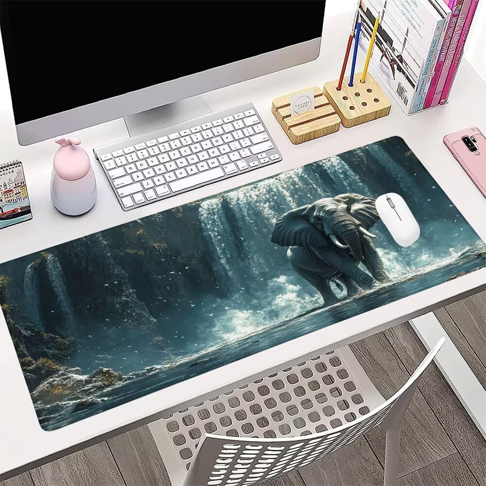 Tappetino Mouse Gaming xxl Accessori Scrivania Ufficio Grigio Elefante Grande Tappetino Mouse e Tastiera Sottomano da Scrivania 1200x600x3mm Base Antiscivolo, per PC Gamer Laptop Studio Casa d-650