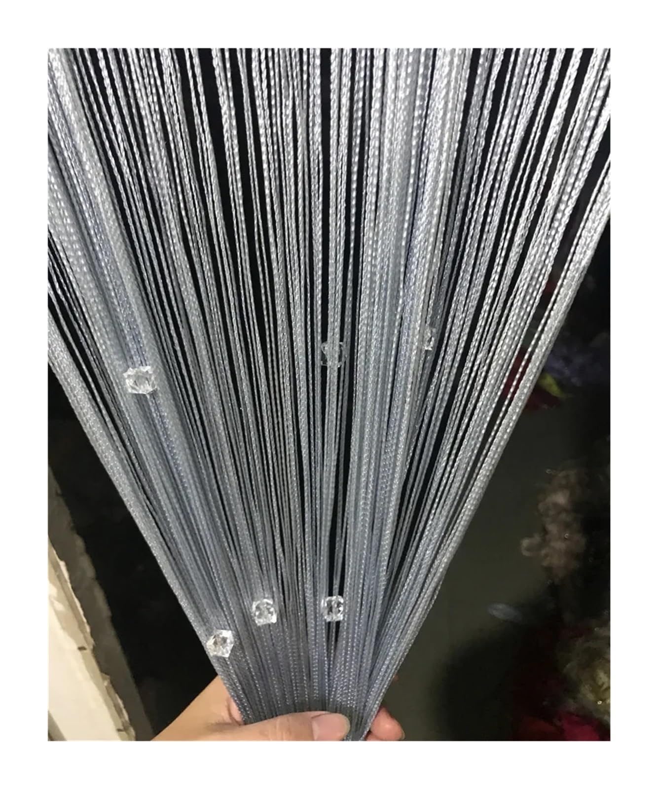 DFGBAPKBL beaded door curtain 300x260cm Beaded Curtain String Beads Door Curtains Thread Window Wall Panel Room Divider Doorway Home Living Wedding Decor(Grey)