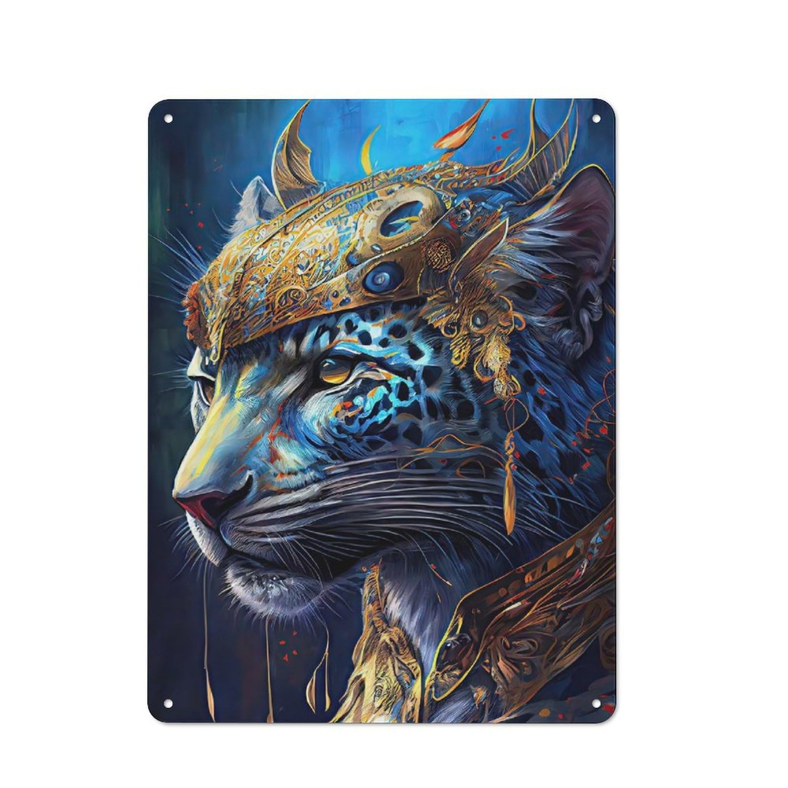 The Majestic Jaguar Metal Wall Sign 40x30cm, Modern Retro Loft Wall Plaque for Flat, Bar, Studio Or Gallery Wall