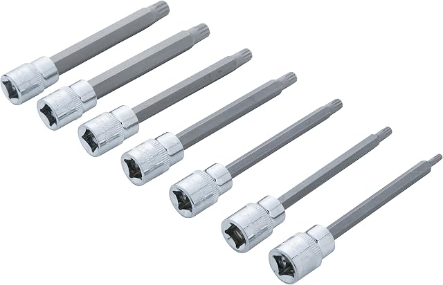 Blue Spot 01512 BlueSpot 7 PCE 3/8" (M4-M10) Extra Long Spline Socket Bit Set, Set of 7 Pieces, Multi-Color
