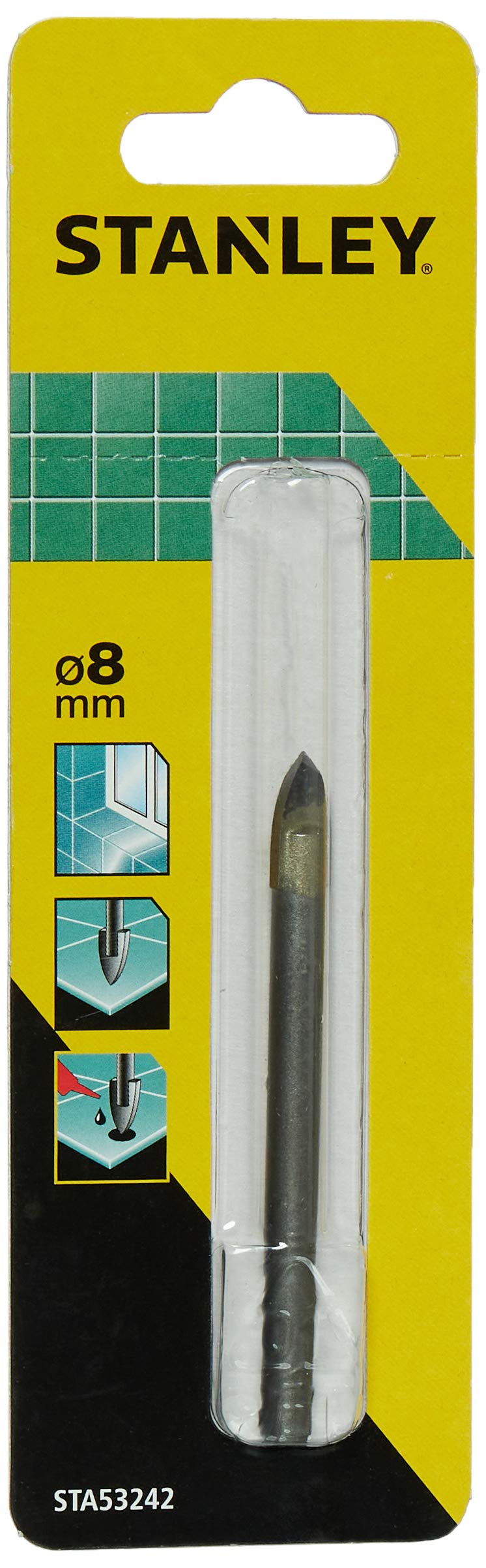 Stanley Glass and Tile Drill Bit 8mm 83mm Pack of 1