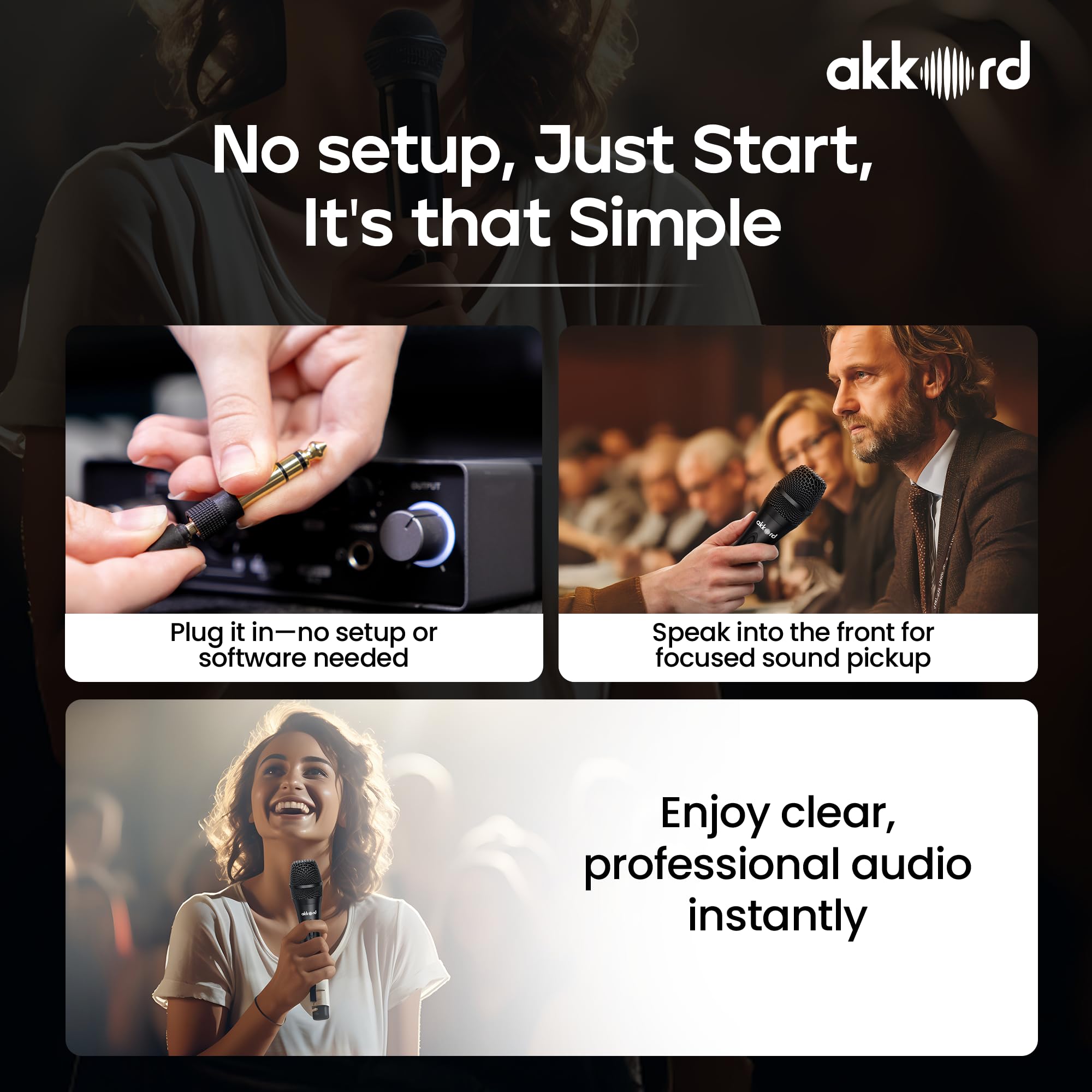 AKKORD Wired Handheld Microphone for Singing, Dynamic Vocal Mic with On/Off Switch, 1/4" Jack Cable Included – Ideal for Karaoke, PA Systems, Speakers, Stage & Public Speaking - Image 7 thumbnail