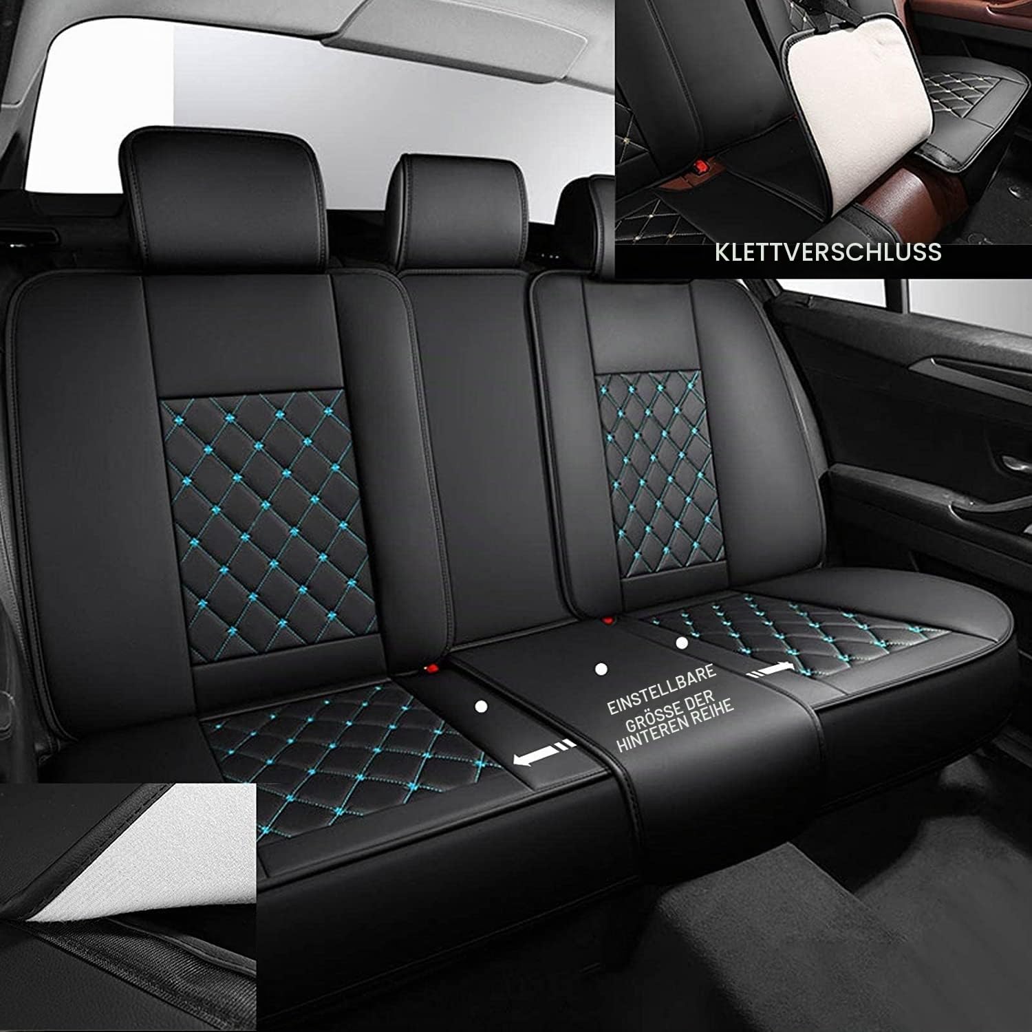 Autositzbezüge Universal Set FüR Kia Sportage SUV 2021 2022 2023 2024 2025, Leder Autositzbezug Komplettset, Aus Premium Leder + Einzigartigem Design 5-Sitzer Sitzbezüge(B(Blue-Green))