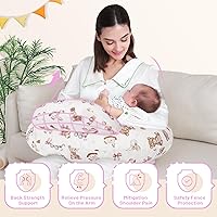 Vista 3 de Nursing Pillow, Breastfeeding Pillows, with Removable Pillow Cover, Machine Washable, Machine Washable, Pink Bears, Pallet of Product