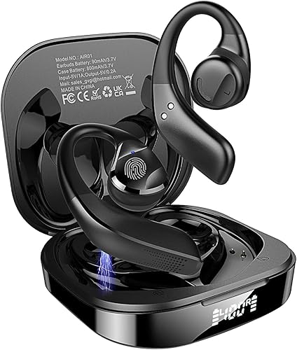 BANIGIPA Auriculares inalámbricos de oreja abierta, auriculares Bluetooth 5.3 con sonido envolvente premium, IP54 impermeable con micrófono de