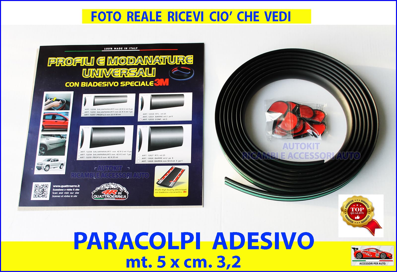 Modanature Paracolpi adesivo 3M UNIVERSALI in PVC Salva Porte Sportelli Proteggi Fiancate Salva Paraurti metri 5 x centimetri 3,2-12533
