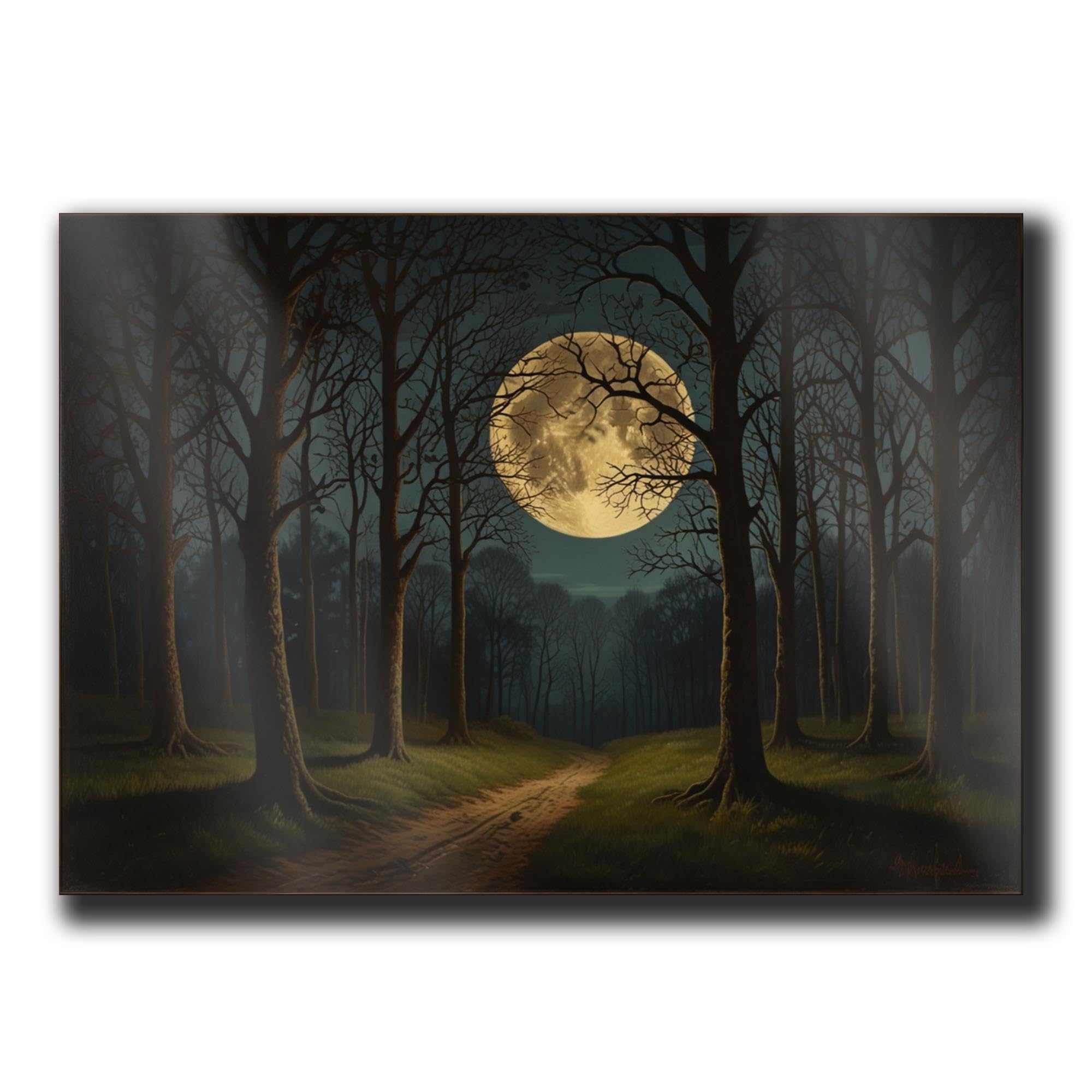 Amazon.com: Full Moon Night Sky Vintage Painting, Moody Dark