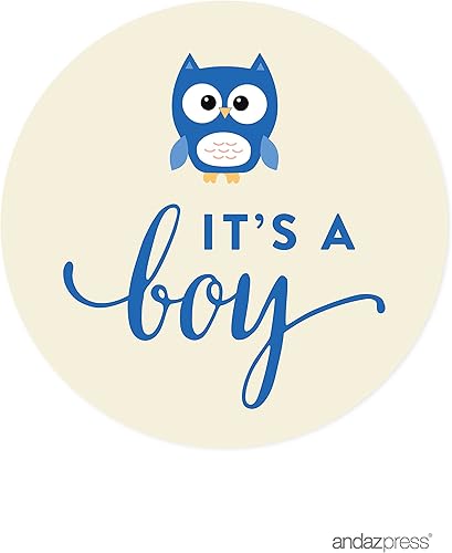 Miniatura 2 de Andaz Press Colección Boy Owl Baby Shower para decoración de cupcakes, kit de recuerdos de fiesta de bricolaje, gráfico de búho, It's a Boy!,