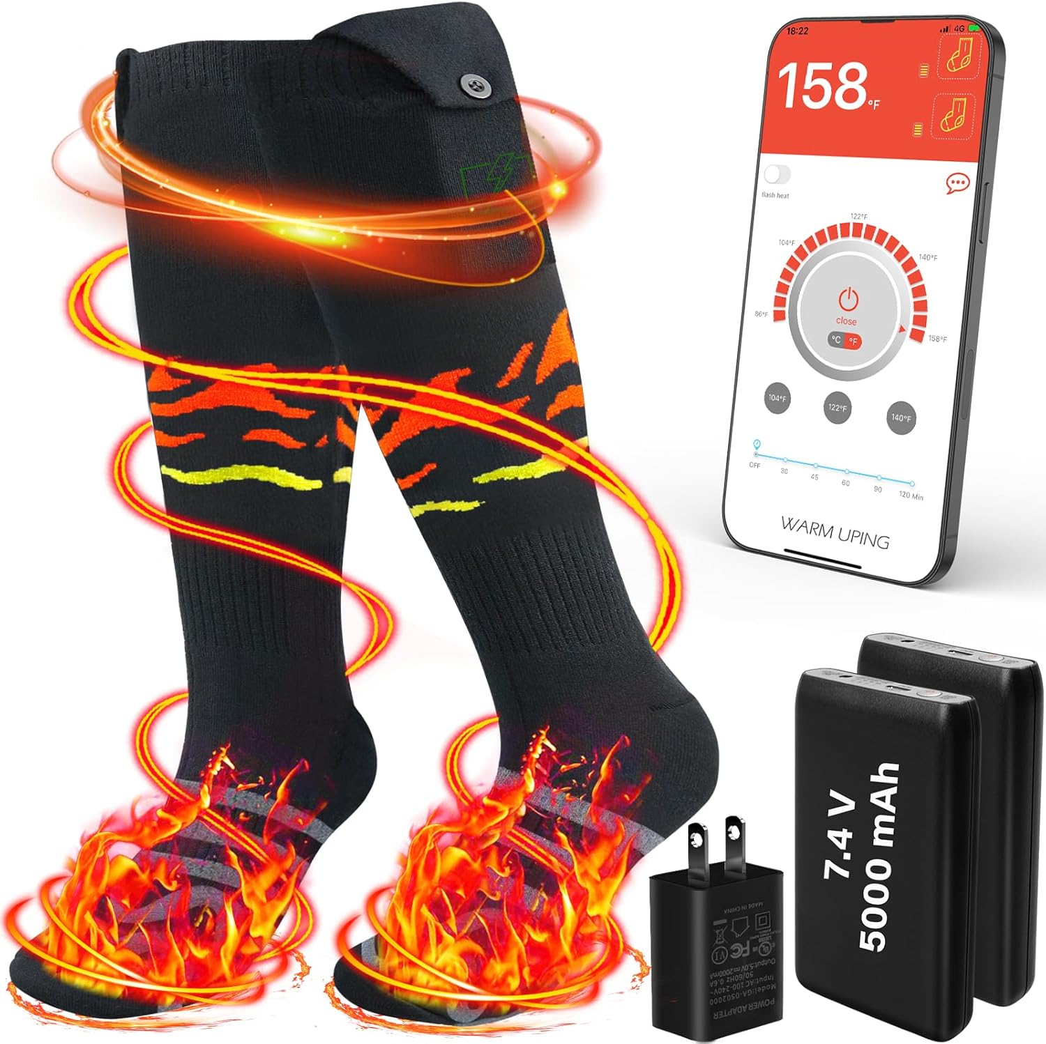 Heated Socks,Upgraded Rechargeable Electric Heated Socks,7