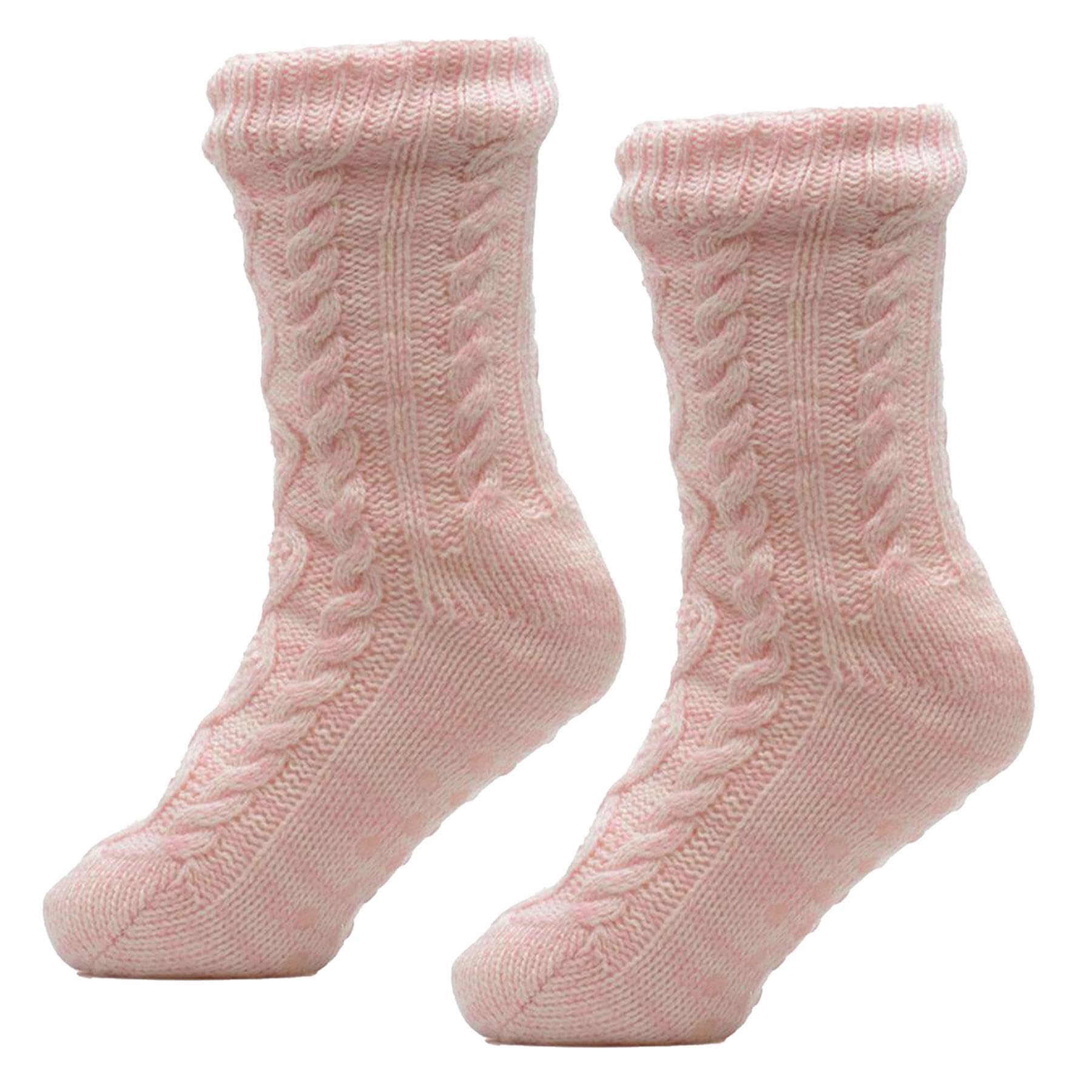 A2z Women's Lilac Twist Yarn Cable Lounge Socks Sherpa Lining Chunky Knit - Socks Ls945 4-8