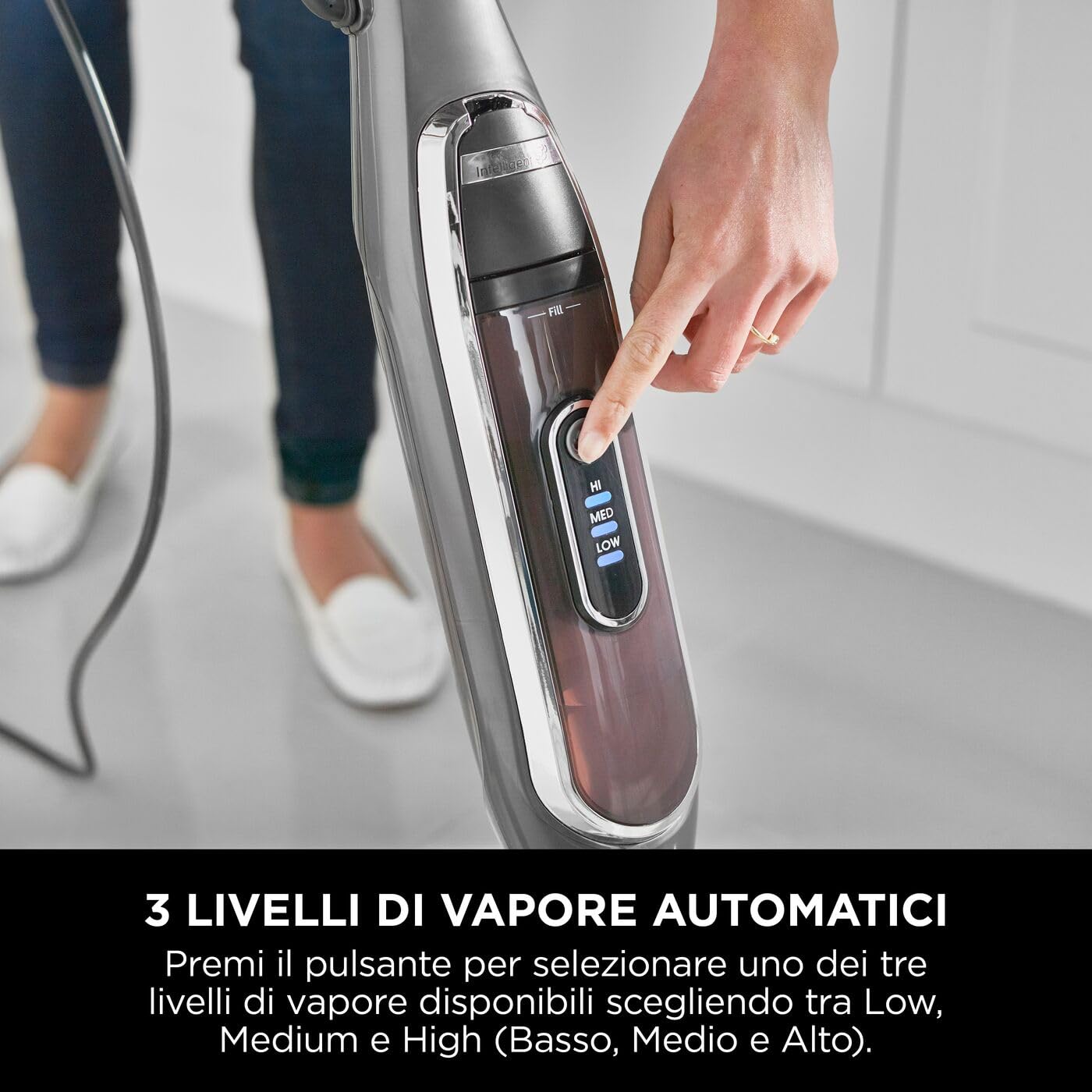Shark Automatic Klik n' Flip Steam Mop, Scopa a Vapore Intelligente, Cavo 6 m, 2 Panni Lavabili, Serbatoio Capacità di 375 ml, Riscaldamento in 30 Secondi, Bordeaux/Grigio, S6003EU