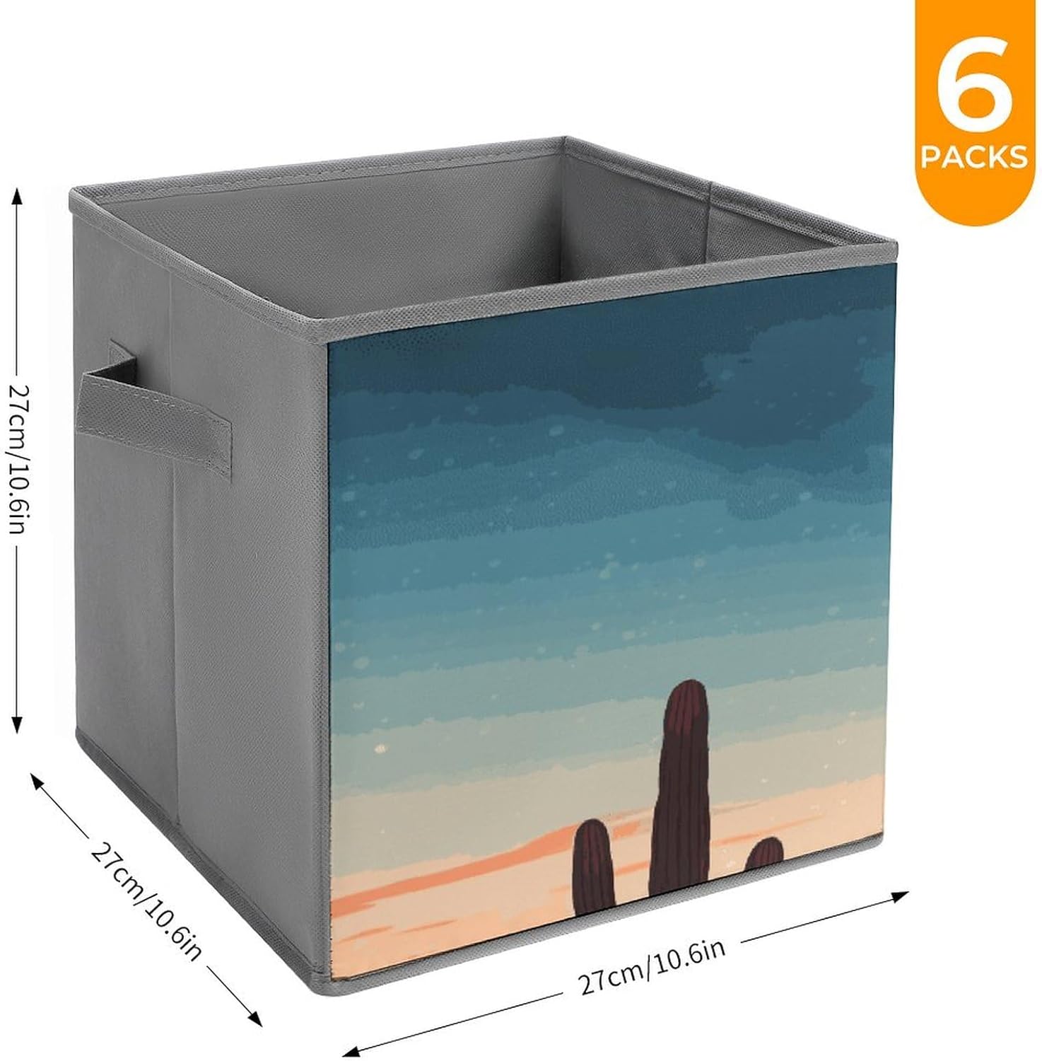 Multi Use Organizer Bins, Desert With Cactus Printed Storage Bins, Foldable Storage Baskets Are Suitable For Bedrooms, Offices, And Cars