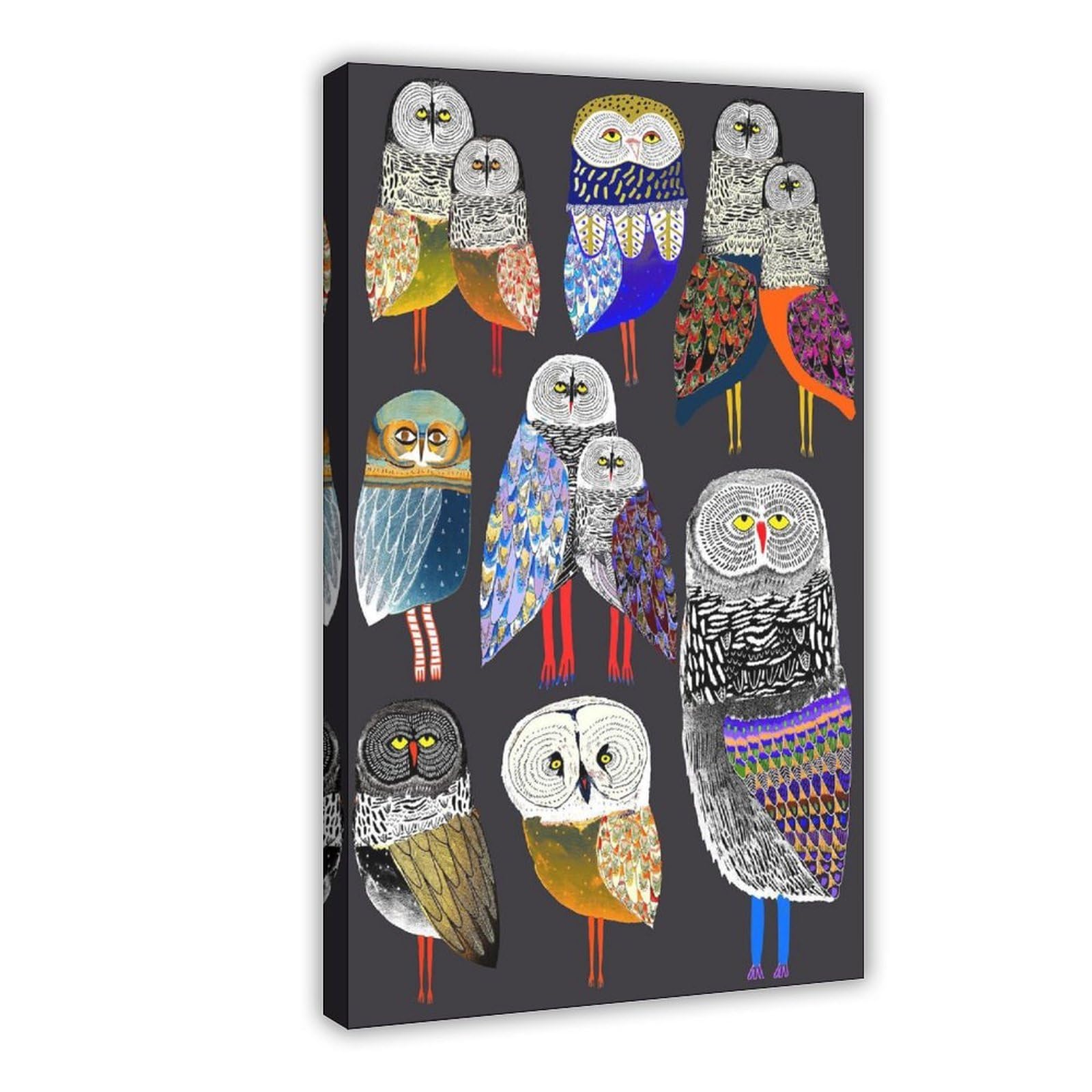 WRTYVE Magical Owls Poster Canvas Poster for Living Room Decor Gift