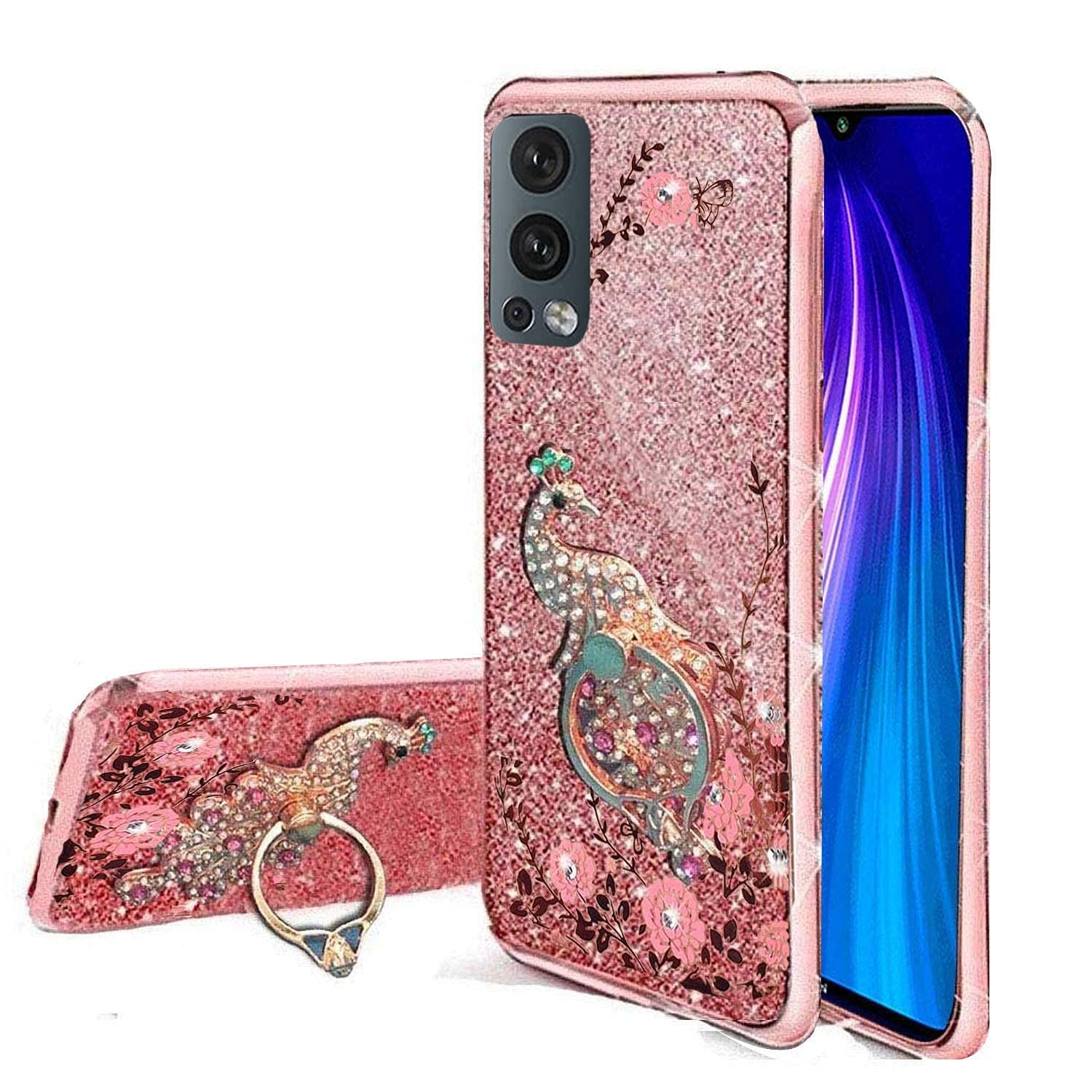 KC Back Cover for OnePlus Nord 2 5G, Glitter Auora Ring Holder Diamond Stand Transparent Silicone Case (Rose Gold) (B09GRYTH2X) Amazon Price History, Amazon Price Tracker