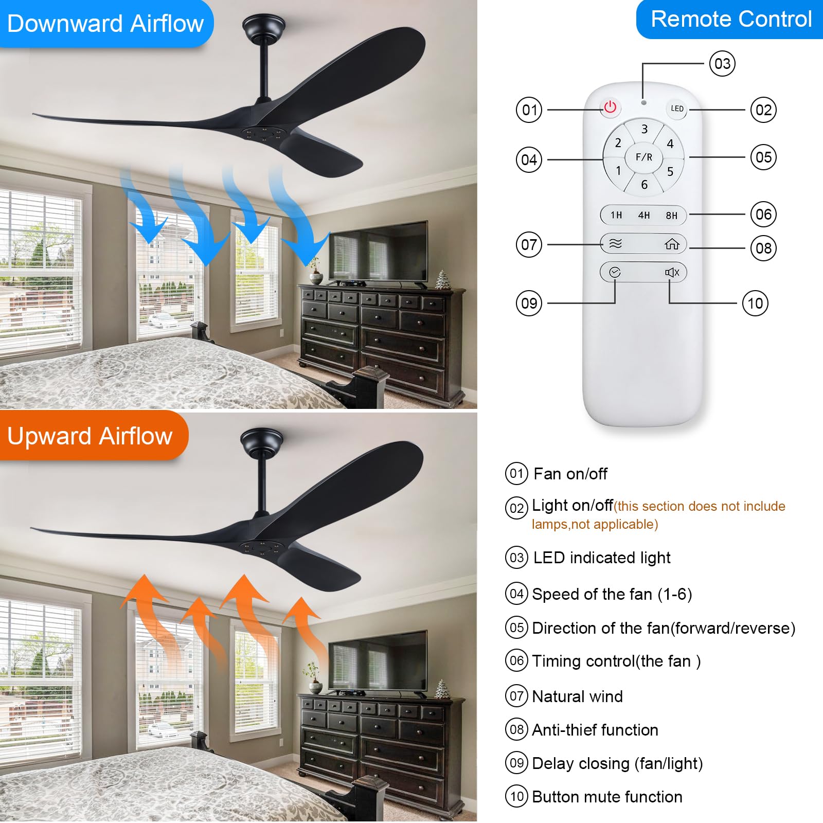 Quiet Ceiling Fan 60\, image size:1600x1600