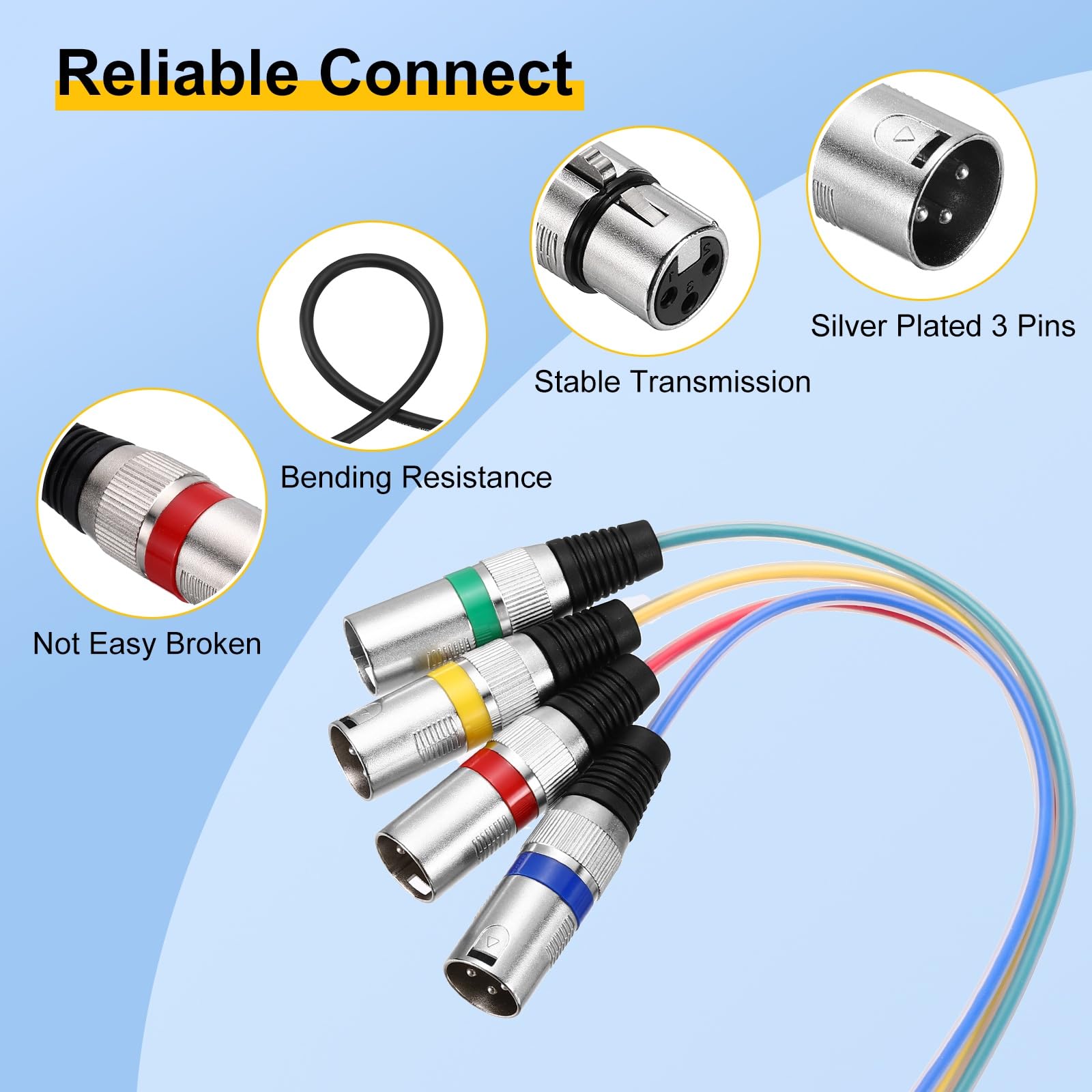 QUARKZMAN 1 Unidad Cable XLR Multicable 4 Canales 4 Cables XLR Macho A Hembra Micrófono Cable Micrófono Balanceado Vías Escenario Estudio Grabación En Viviente 32.8