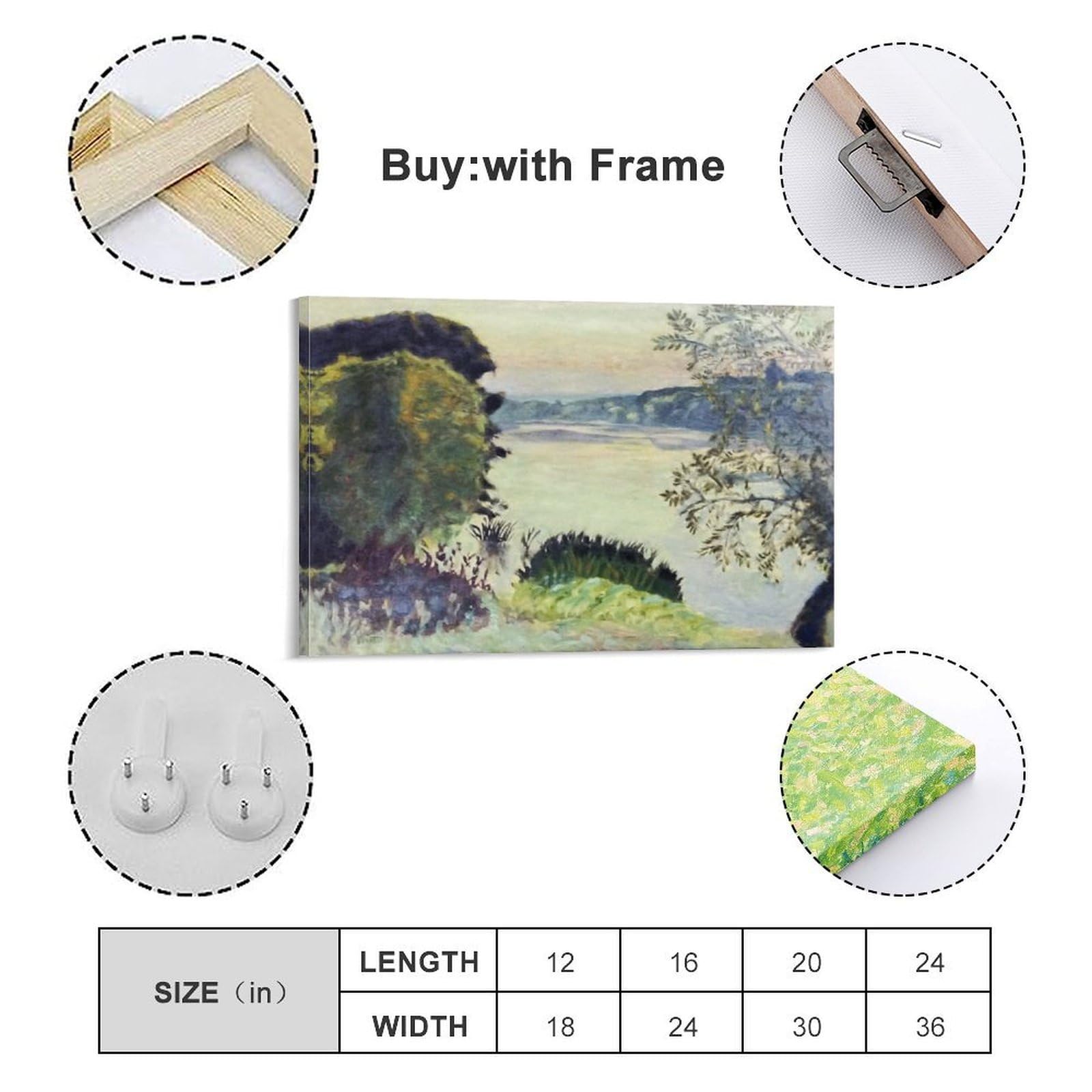 The Seine at Vernon Painting by Pierre Bonnard Póster Moderno, Cuadro Decorativo, Cuadro en Lienzo, Cuadro para Salón, Dormitorio, Moderno Mural para Habitación Familiar, Impresiones de 60 x 91 cm (60