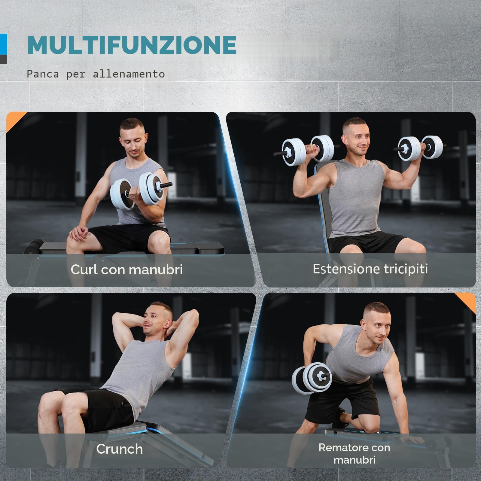 Panca Palestra Pieghevole,Panca Piana,Capacità 500 LBS Panca Regolabile Palestra per Palestra Domestica, Panca Pesi Inclinata Declinata Piana per Allenamento della Forza con Poggiatesta Esteso