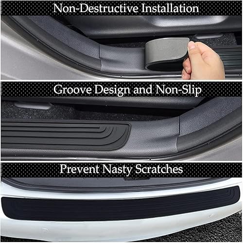 Miniatura 5 de Protector de Parachoques Trasero de Automóvil, Accesorio Universal de Goma Resistente a Rayones con Protectores de Entrada de Puerta del Maletero,