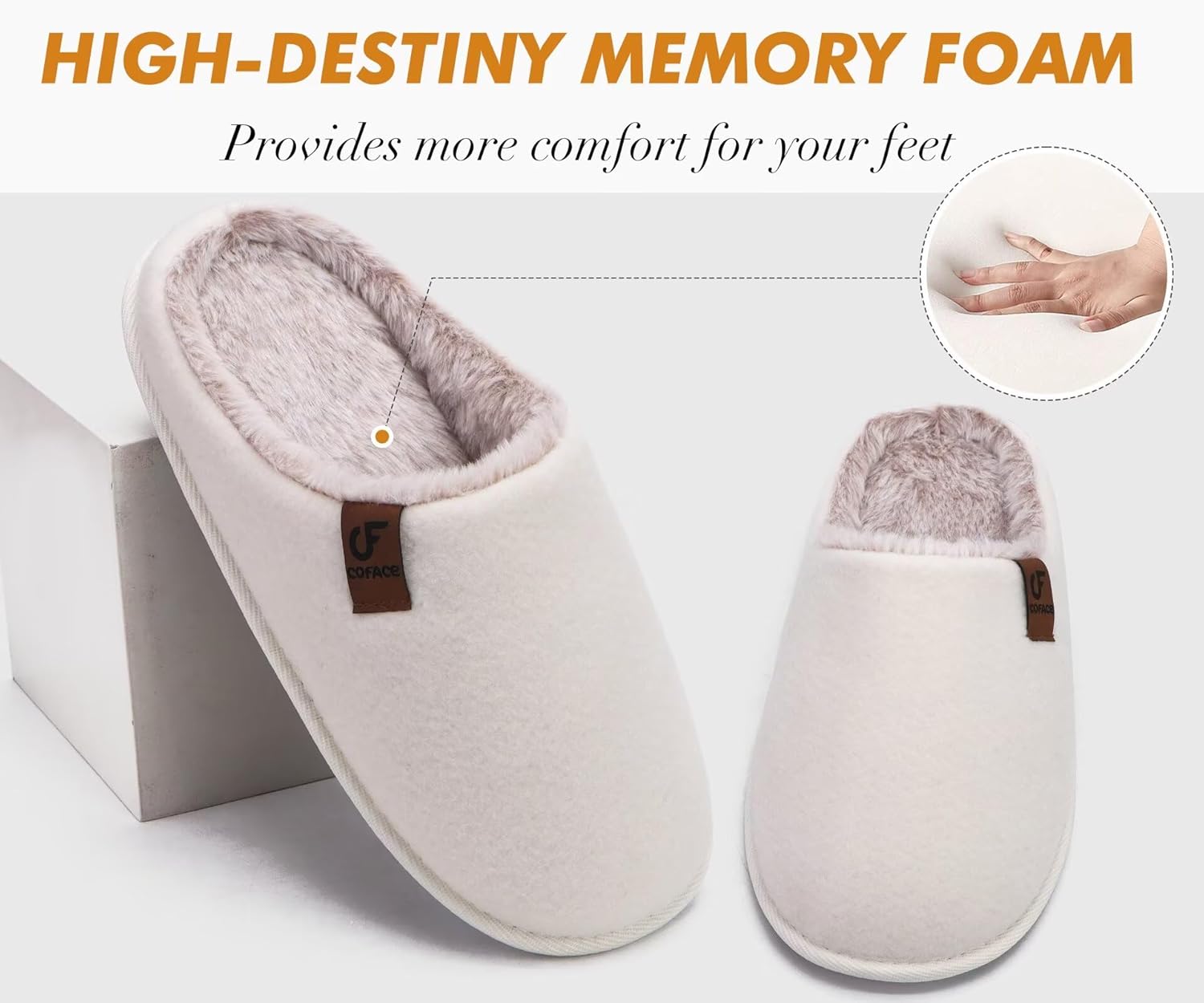 COFACE Womens Cozy Memory Foam Scuff Slippers Ladies Fuzzy Warm Slip On House Shoes With Arch Support, Indoor Outdoor Rubber Sole - Image 5