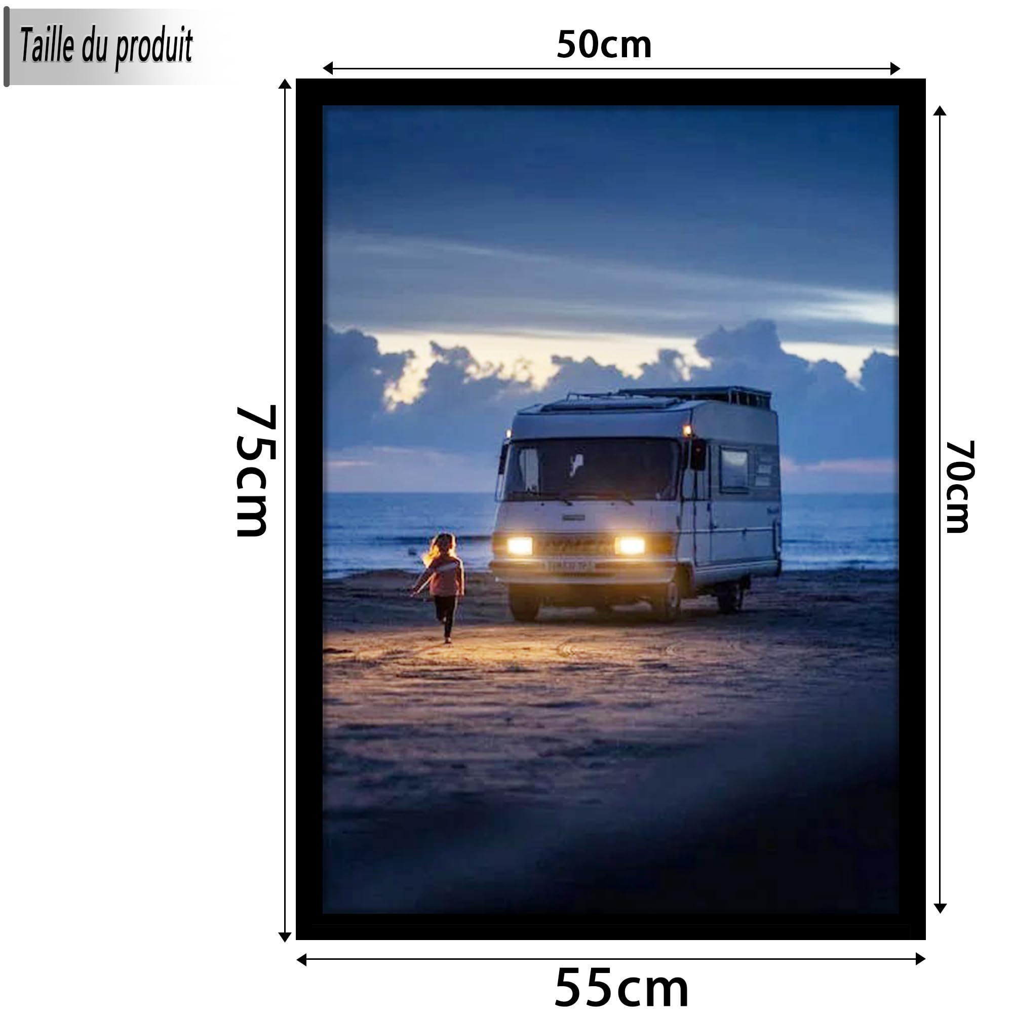 Cadre 50x70 cm, Lot de 3 Cadre Photo Noir, à Suspendre Horizontalement ou Verticalement au Mur, avec Plaque en Acrylique Transparent et Incassable