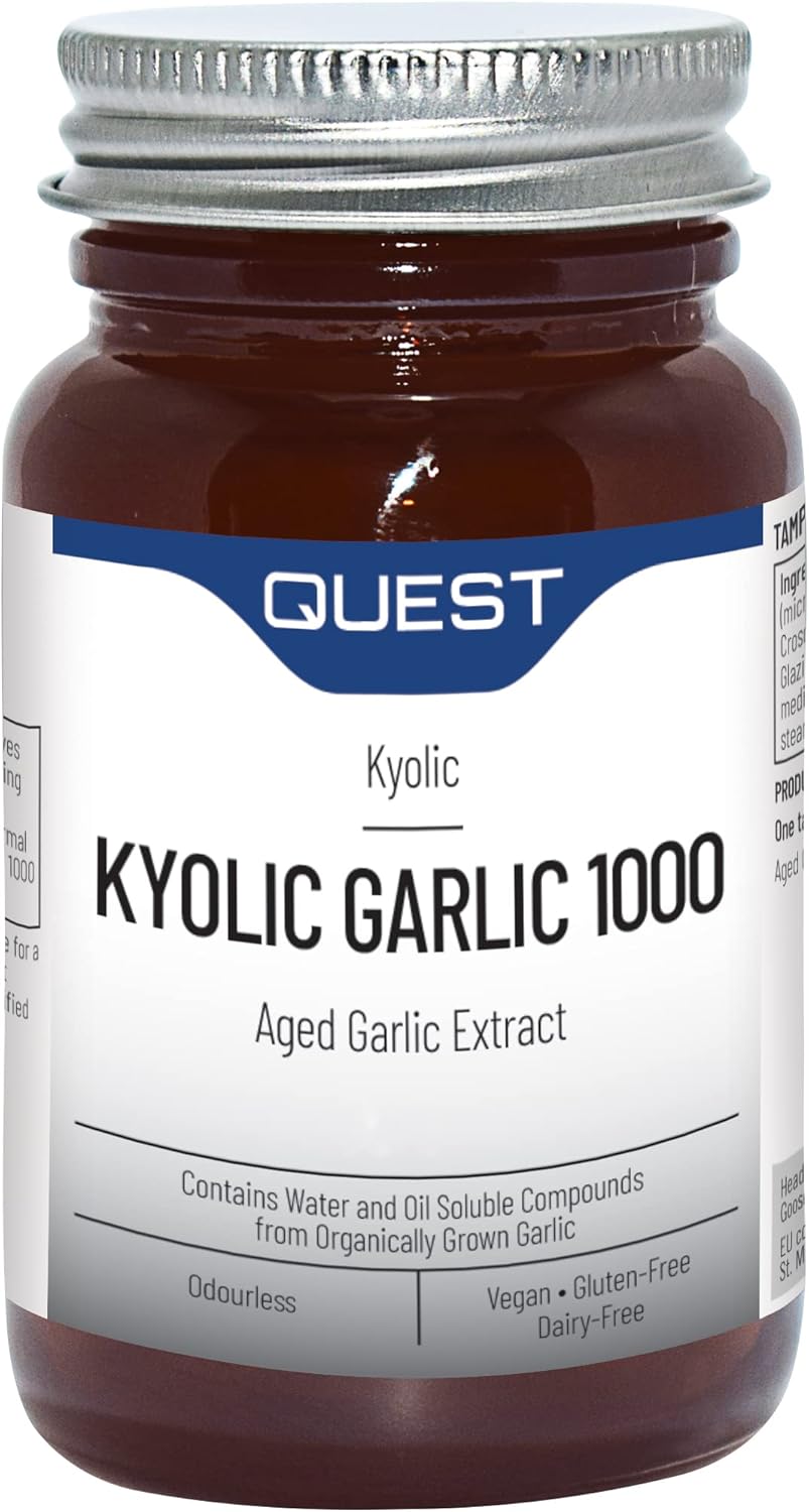 Quest Kyolic Garlic 60 Tablets – 1000mg High Strength Odourless Aged Garlic Extract For Heart, Liver & Immune Function. Daily Garlic Supplement, Improve Circulation, Liver Detox & Immunity (Pack of 4)