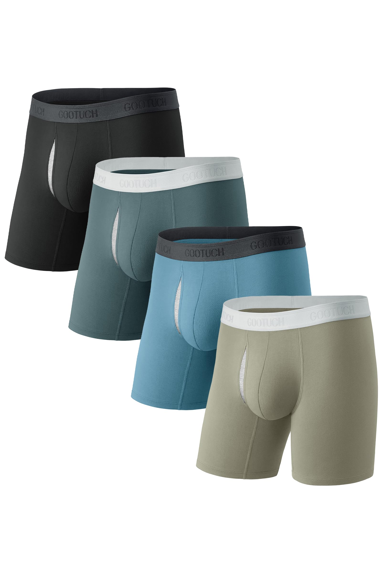 GOOTUCH Men's Odor Control Cotton Boxer Briefs, Moisture Wicking Sweat-Out Softer Underwear, Durable & Anti Chafe (2&4 pack)