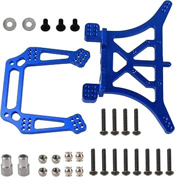 سبيكة ألمنيوم أمامية وبرج صدمة خلفية يتصاعد أجزاء ترقية 2WD متوافقة مع Traxxas 2WD Slash Rustler VXL Bandit XL5 1/10 RC Car Blue