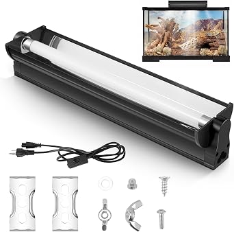 T5 Reptile Light Tube, 8W 10.0 UVB Light Reptile Kit for Tropical Desert, 12.4Inch Reptile Light Fixture UVB Strip Lamp for Bearded Dragon, Lizard, Turtles, Tortoise, Gecko [Energy Class A]