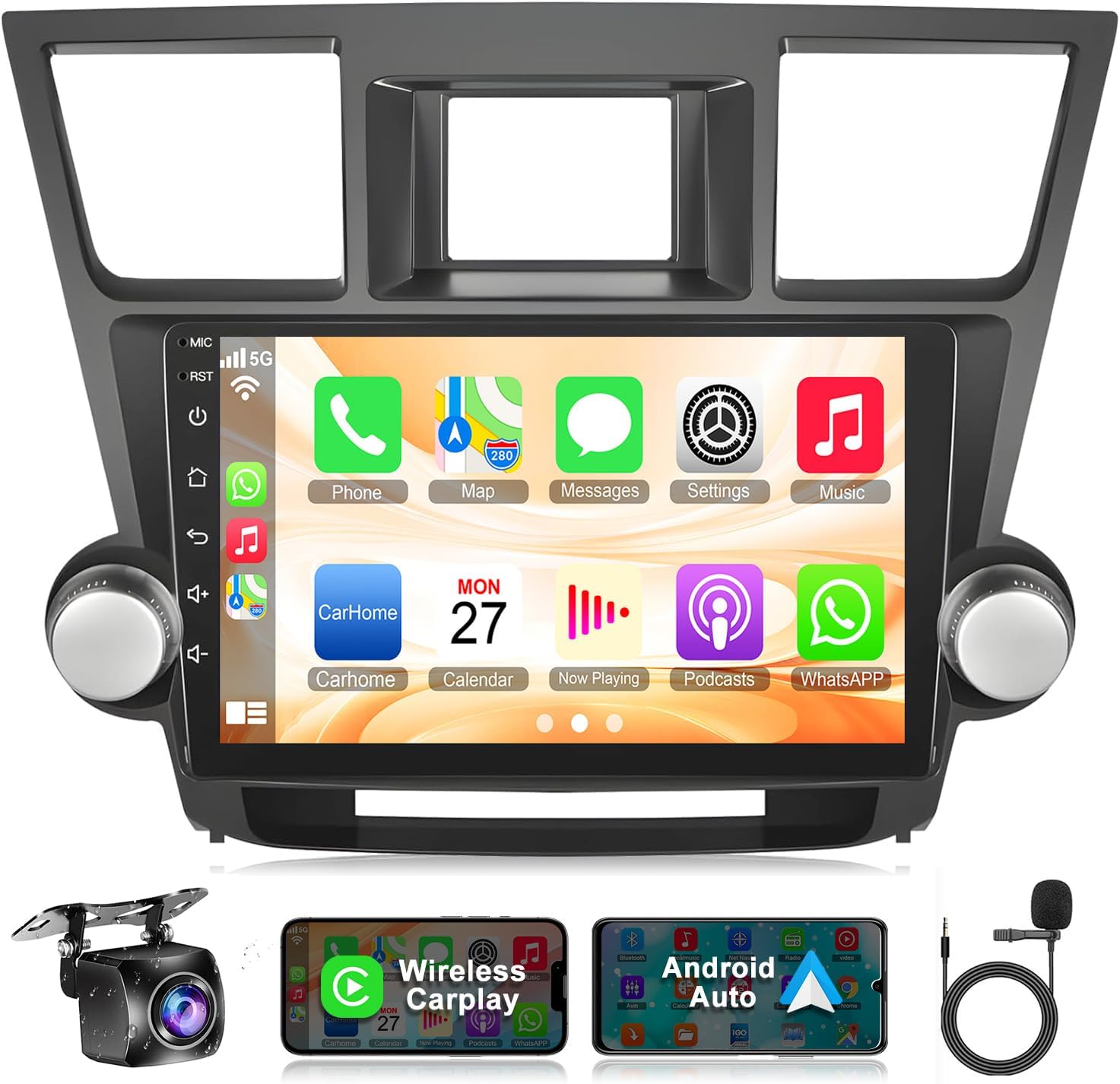 Amazon.com: 4G+64G Car Radio for Toyota Highlander 2008 2009 2010 2011 ...
