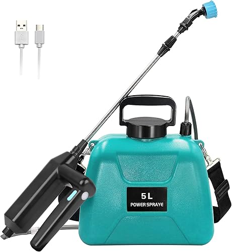 Pulverizador eléctrico de plantas, pulverizador de batería de 1.35 galones5 litros con mango recargable USB, pulverizador de jardín portátil con