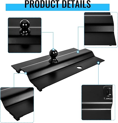 Miniatura 3 de Remolque de enganche de cuello de cisne de quinta rueda, multiajuste en la cama, desplazamiento fijo de 25,000 libras, bola de 2-5/16 pulgadas